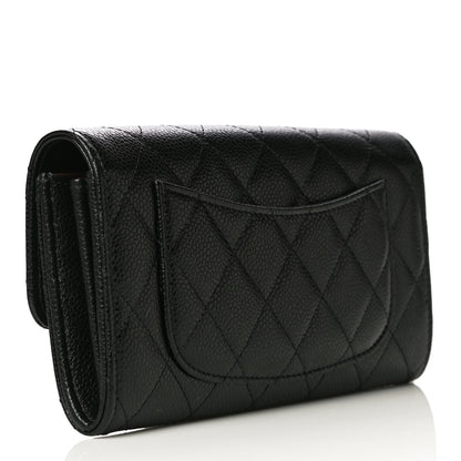 Chanel Caviar Quilted Large Gusset Flap Wallet Black 3 of 11