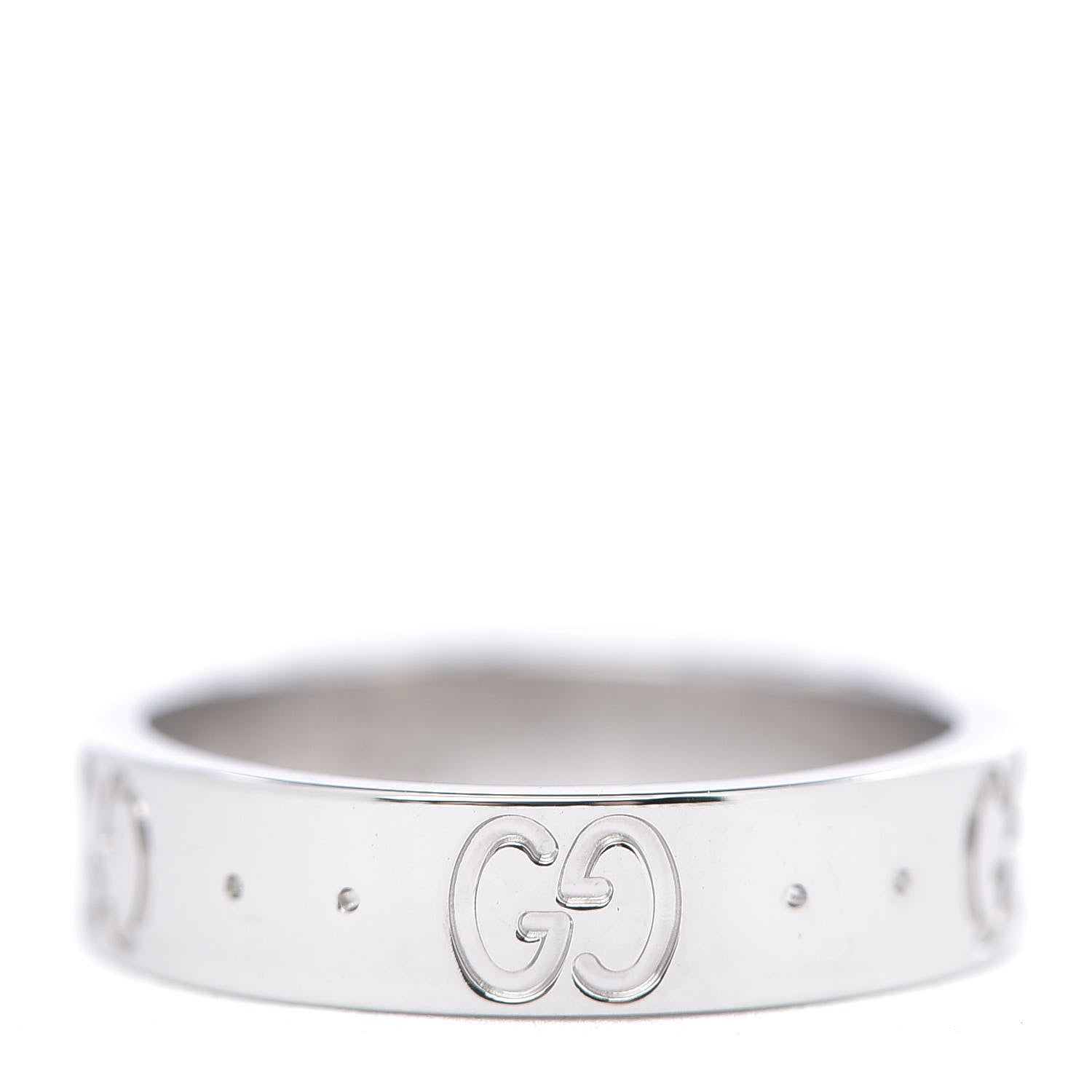 Gucci 18K White Gold 4mm Icon Thin Band Ring 46 3.75 1 of 6