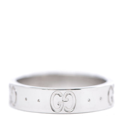 Gucci 18K White Gold 4mm Icon Thin Band Ring 46 3.75 1 of 6