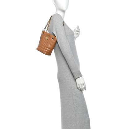 Burberry Lambskin Quilted Mini Lola Bucket Bag Maple Brown 2 of 10