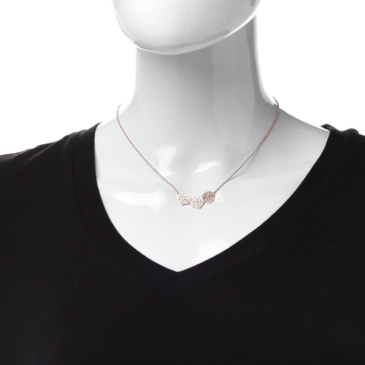 18K Rose Gold Diamond Rose Pendant Necklace