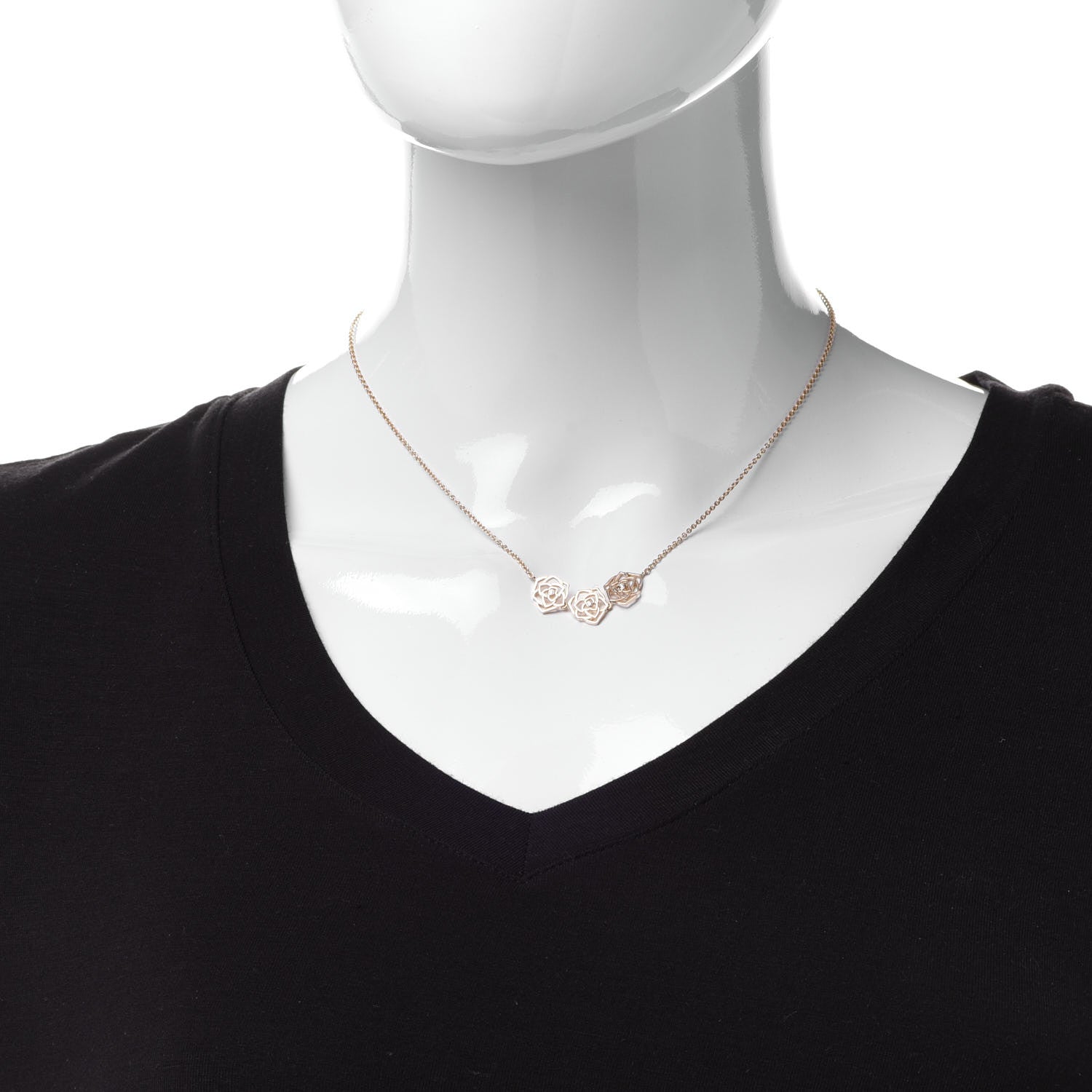 Piaget 18K Rose Gold Diamond Rose Pendant Necklace 2 of 5