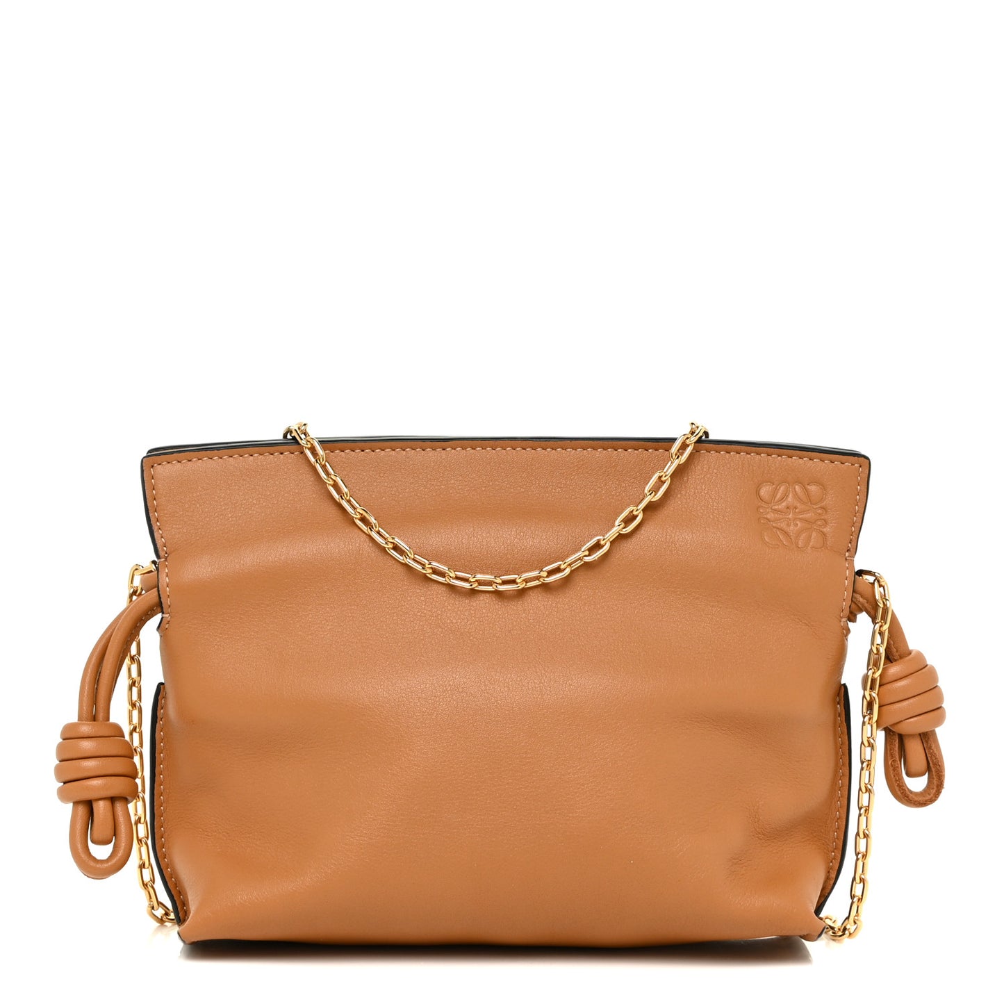 Calfskin Nano Flamenco Knot Clutch Warm Desert