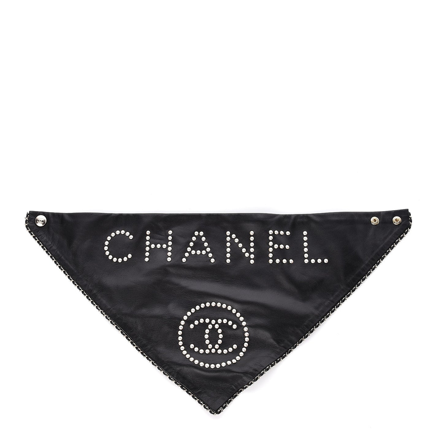 Lambskin Pearl Studded CC Bandana Black