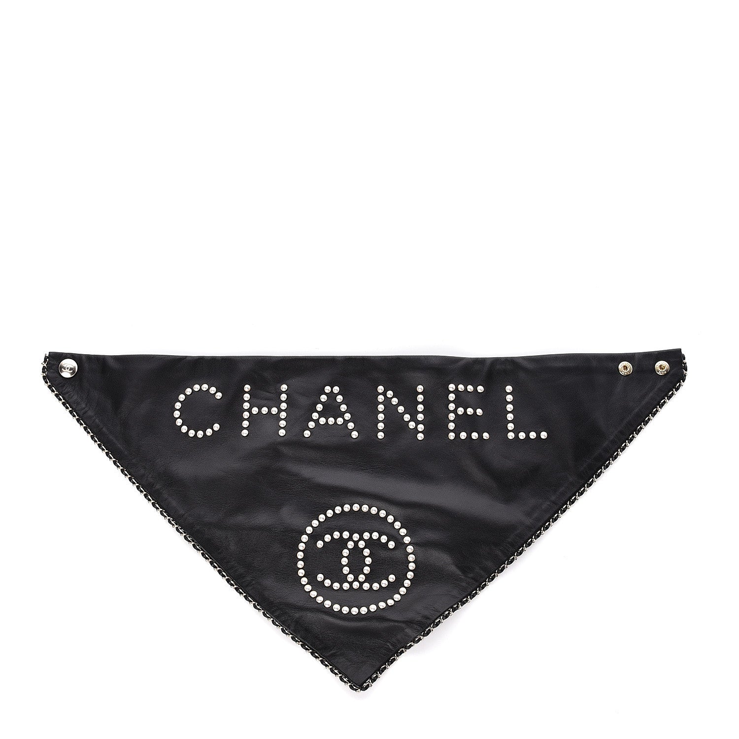 Chanel Lambskin Pearl Studded CC Bandana Black 1 of 4