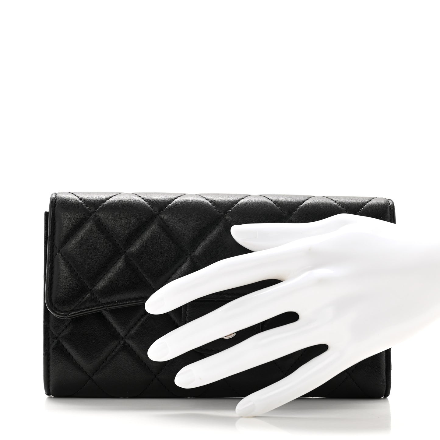 Lambskin Quilted Large Flap Wallet Black