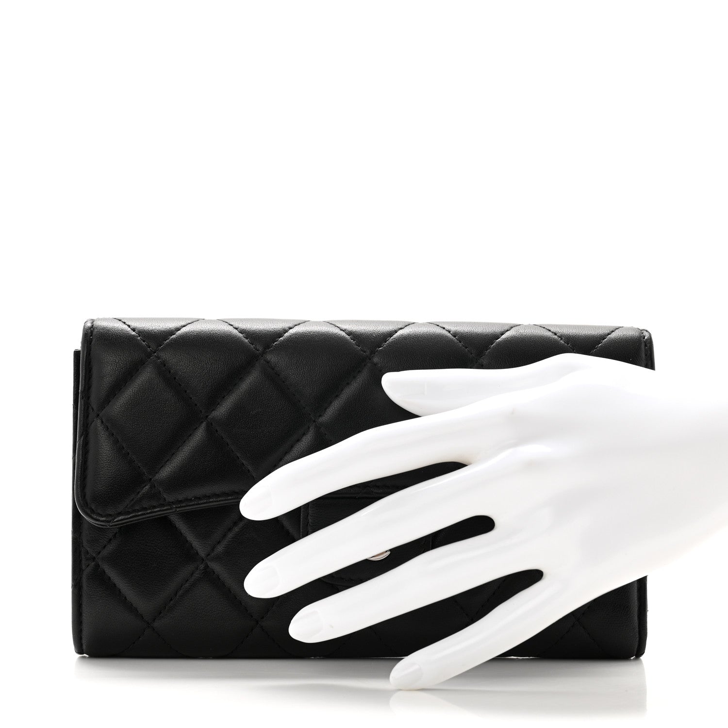 Chanel Lambskin Quilted Large Flap Wallet Black 2 of 10
