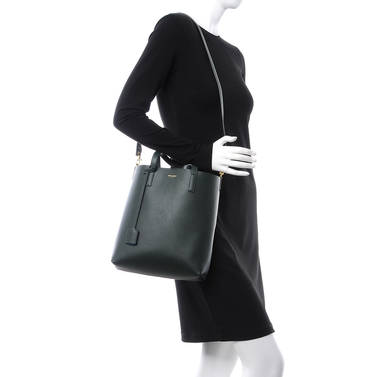 Saint Laurent Calfskin Toy Shopping Tote Dark Green 2 of 8