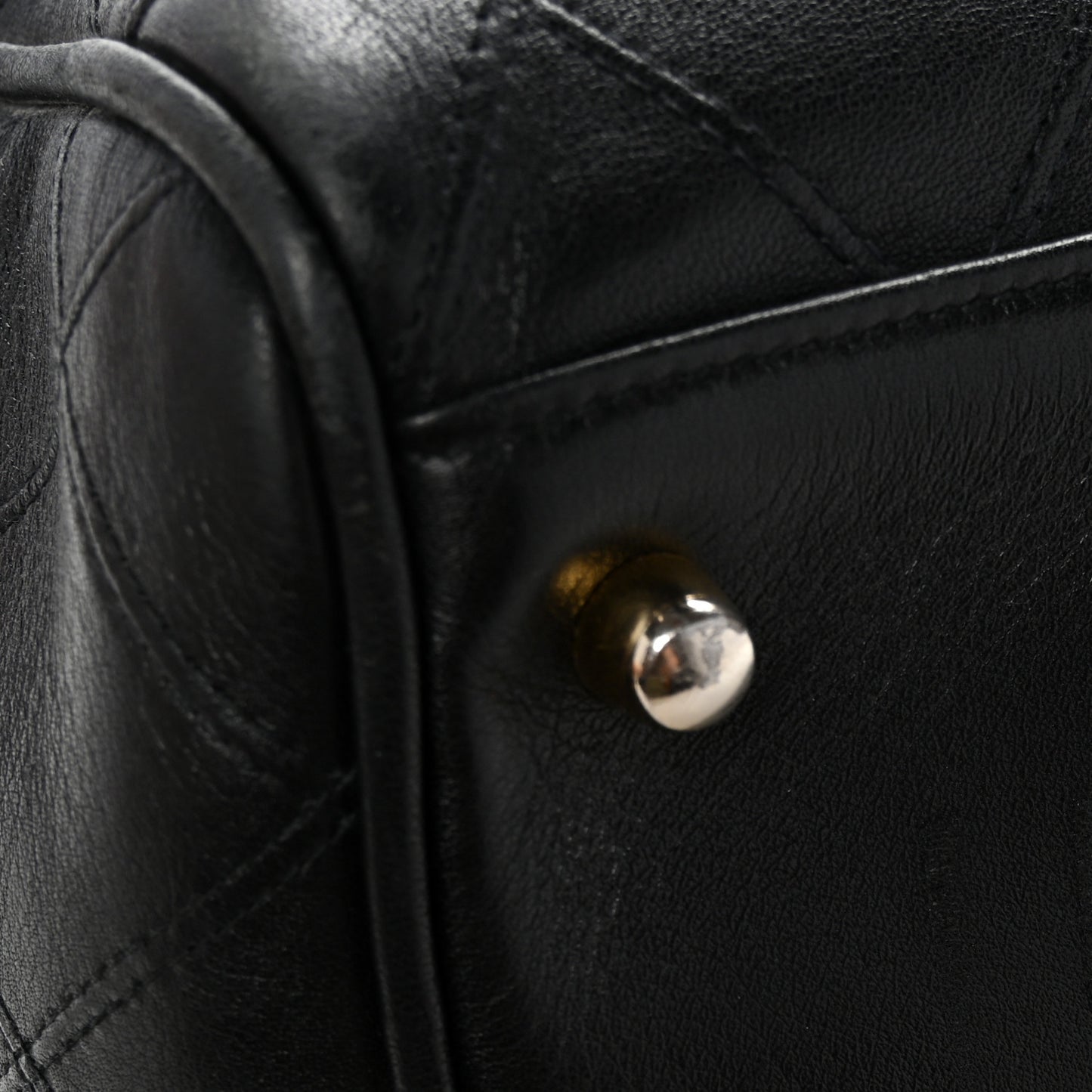 Calfskin Stitched Duffle Travel Bag Black