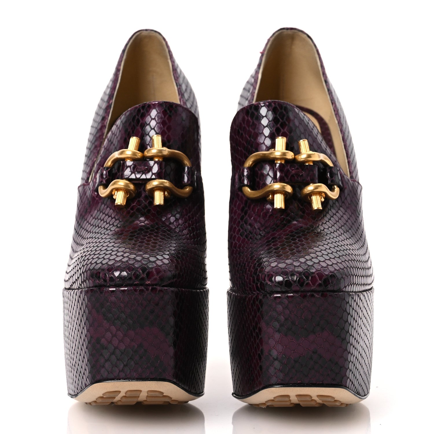Bottega Veneta Snakeskin Mostra Pumps 38 Burgundy 3 of 11