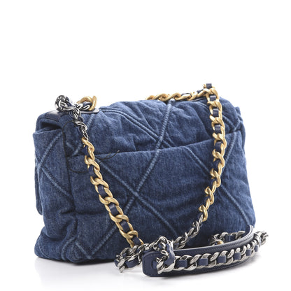 Chanel Denim Quilted Medium 19 Flap Blue 2 of 10