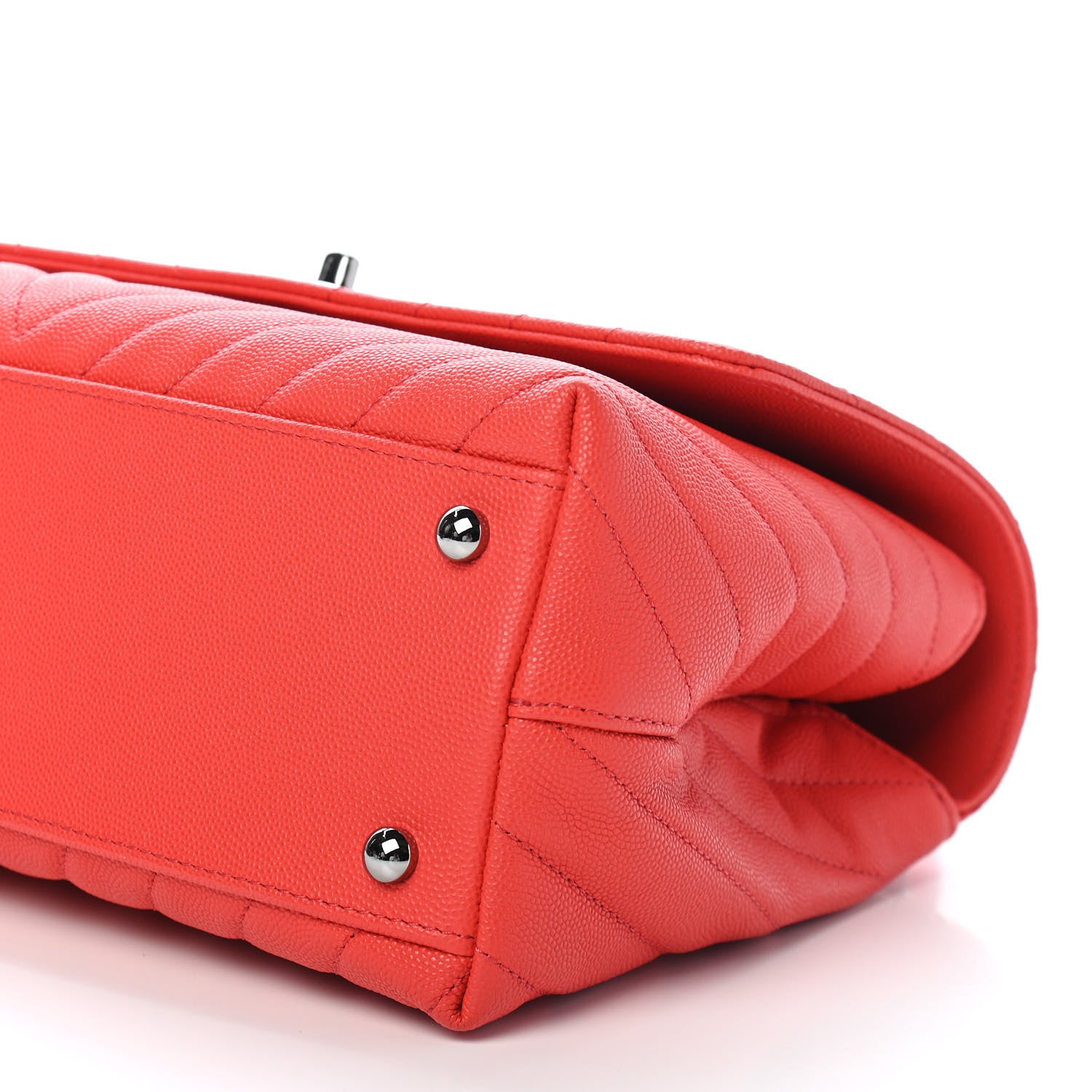 Chanel Caviar Chevron Quilted Small Coco Handle Flap Red 9 of 9