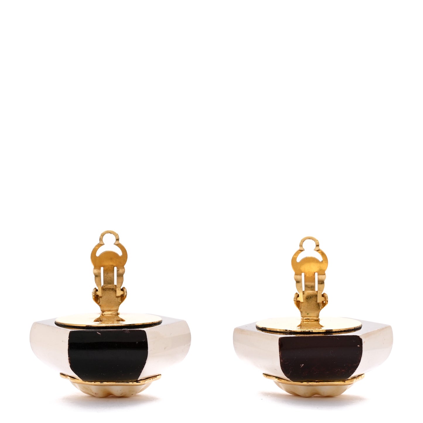 Pearl Clip On Earrings Brown Gold