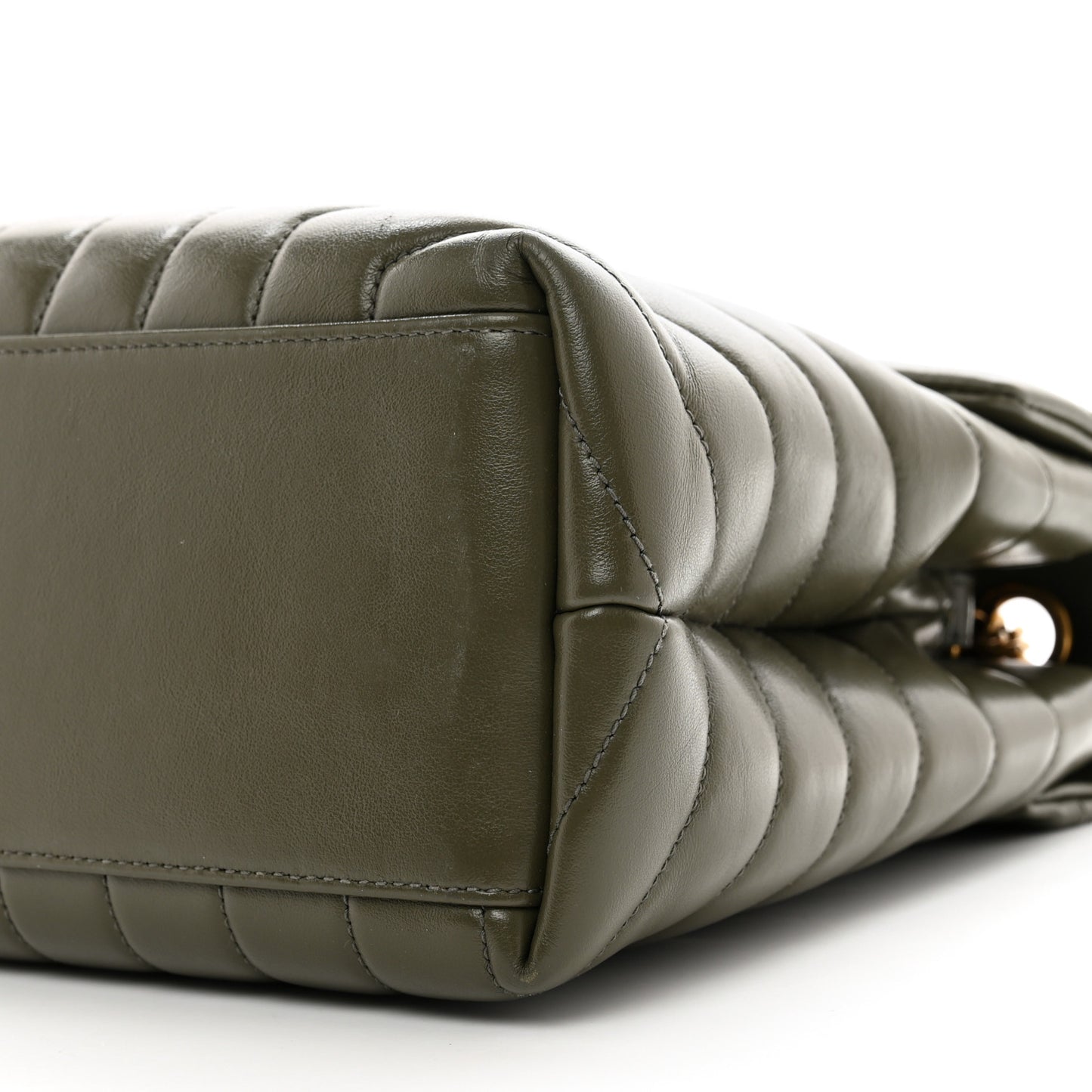 Calfskin Y Quilted Monogram Medium Loulou Chain Satchel Military Olive