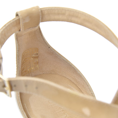 Jimmy Choo Patent Cork Portia 120 Wedge Sandals 38 Nude 12 of 23