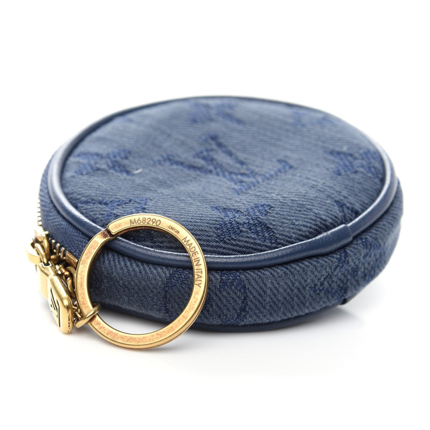 Monogram Denim Round Coin Purse Navy