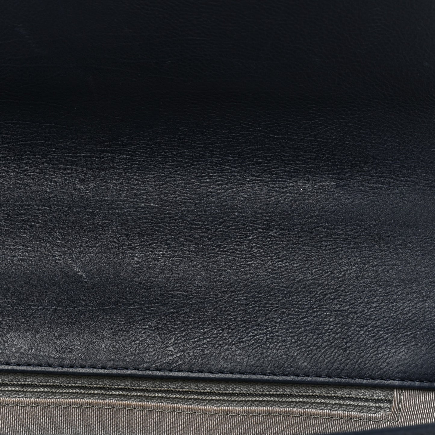 Calfskin Double Stitch Large Boy Flap Navy Blue