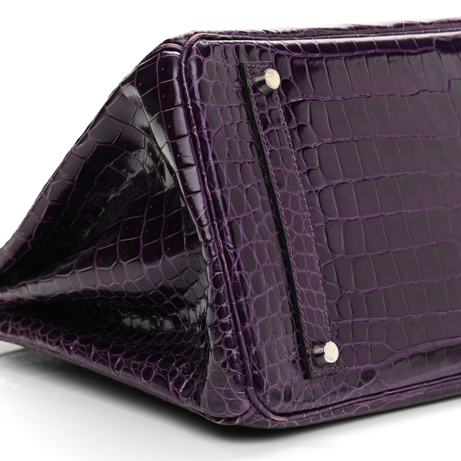 Hermes Shiny Porosus Crocodile Birkin 35 Amethyst 9 of 10