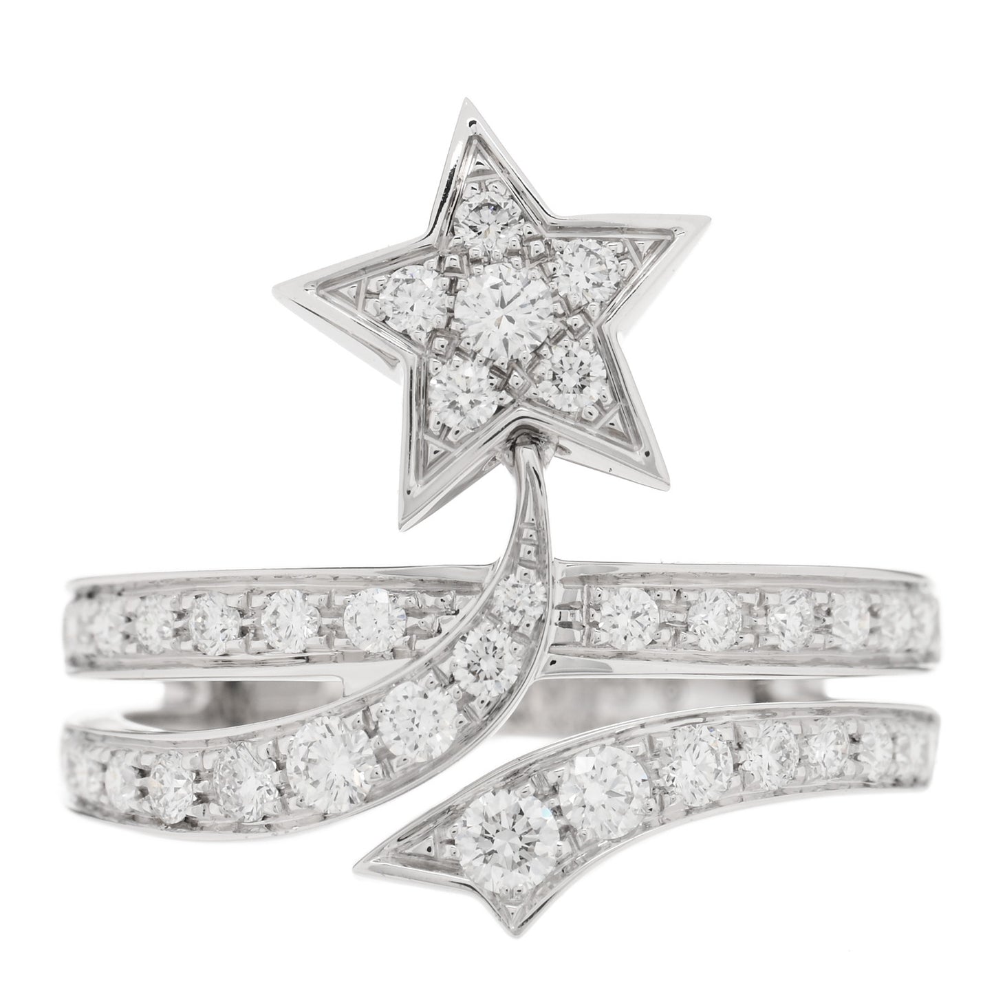 18K White Gold Diamond Etolie Filante Ring 50 5.25
