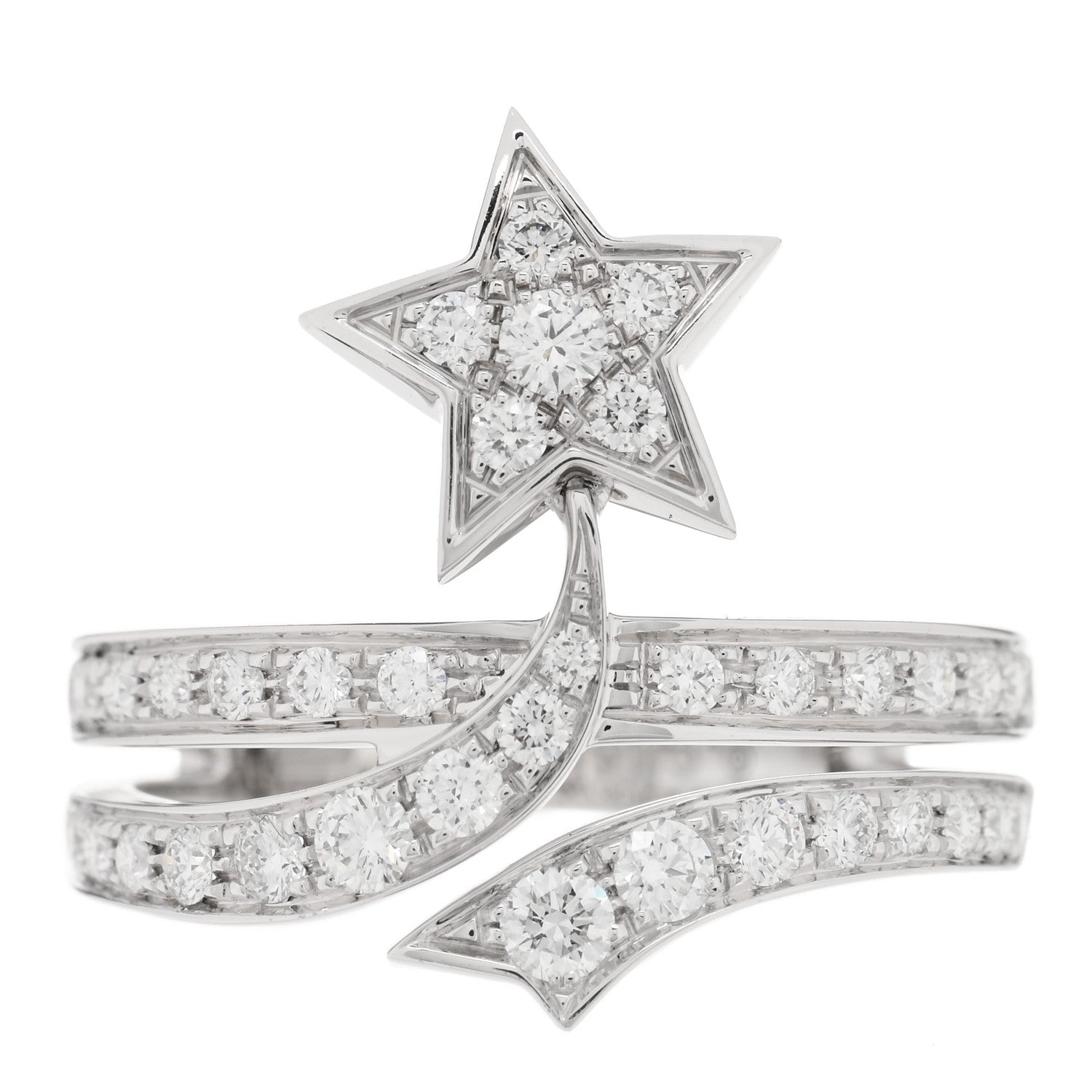 Chanel 18K White Gold Diamond Etolie Filante Ring 50 5.25 1 of 4