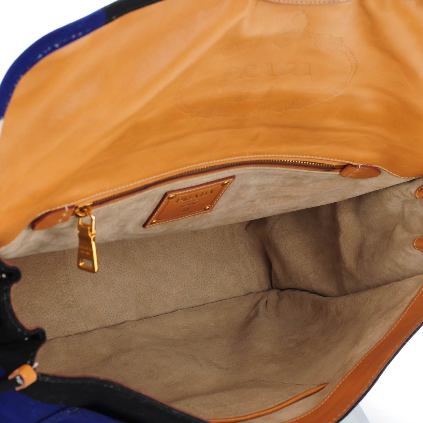 Canvas Canapa Righe Striped Top Handle Satchel Cobalto
