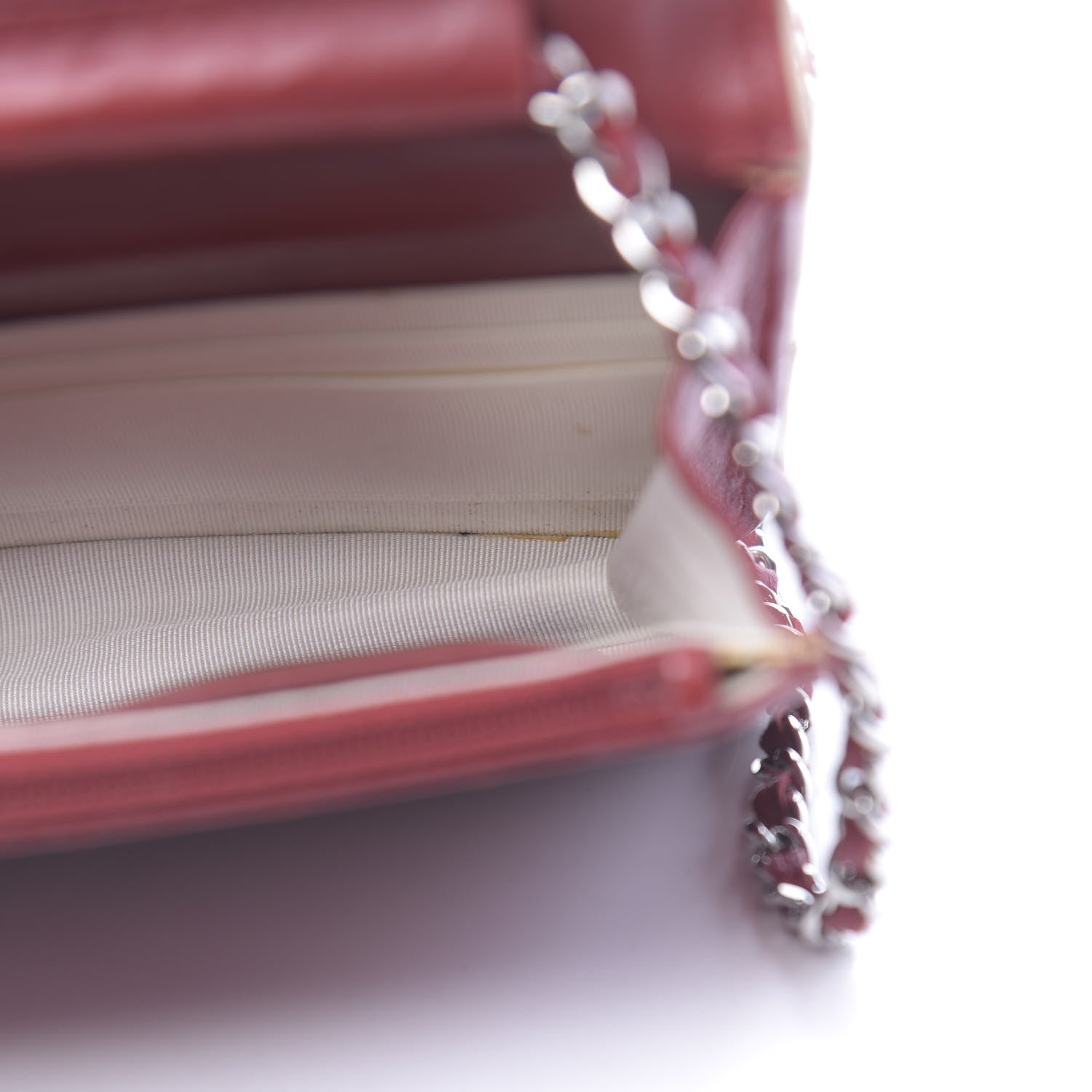 Chanel Lambskin Mademoiselle Wallet On Chain WOC Dark Red 12 of 16