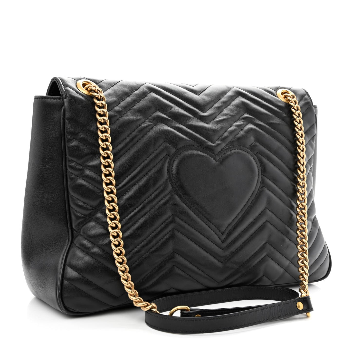 Calfskin Matelasse Large GG Marmont Shoulder Bag Black