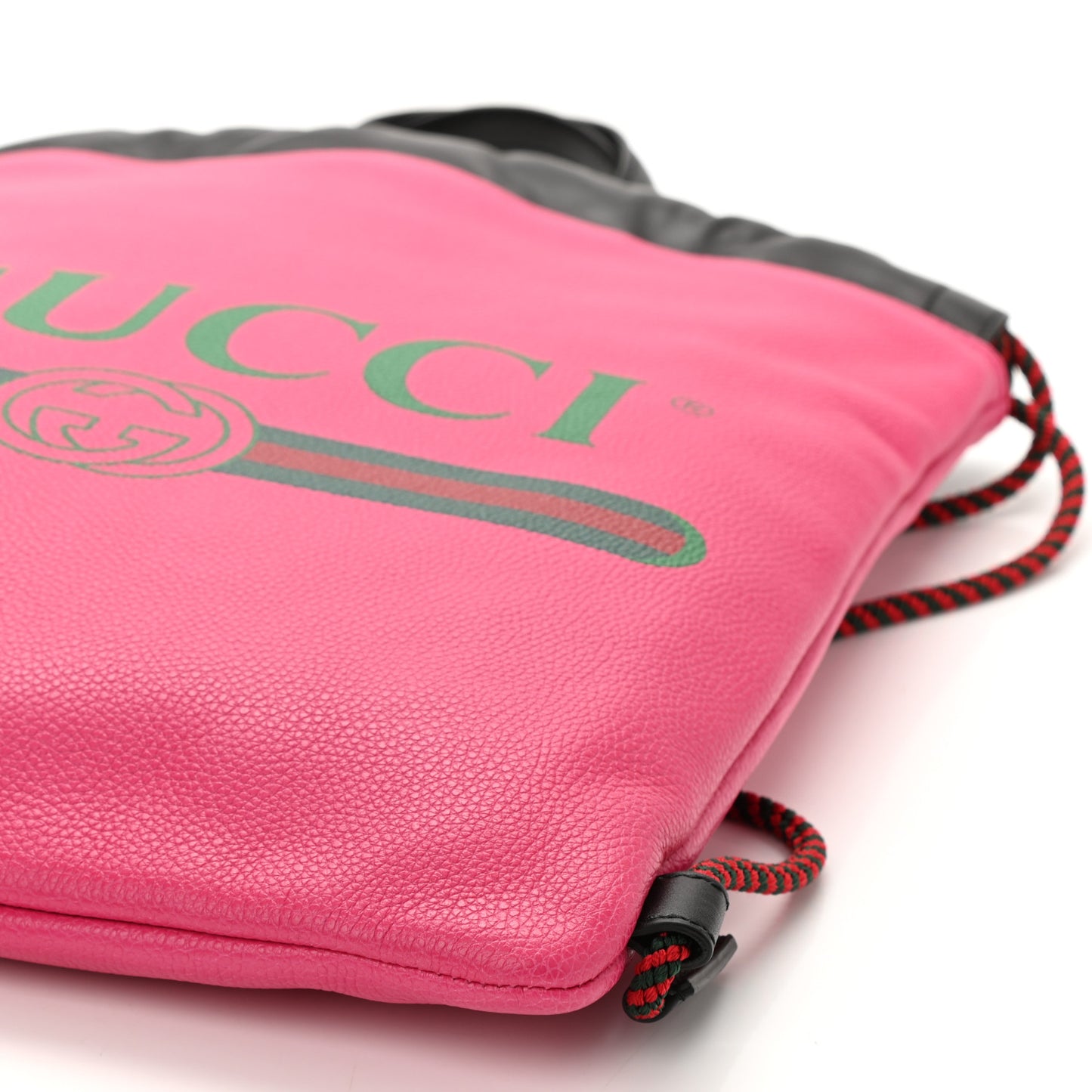 Grained Calfskin Logo Drawstring Backpack Box Pink Green Black