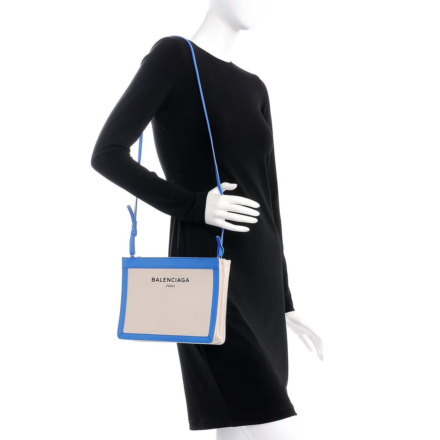 Cotton Canvas Pochette Crossbody Bag Bleu Pacifique