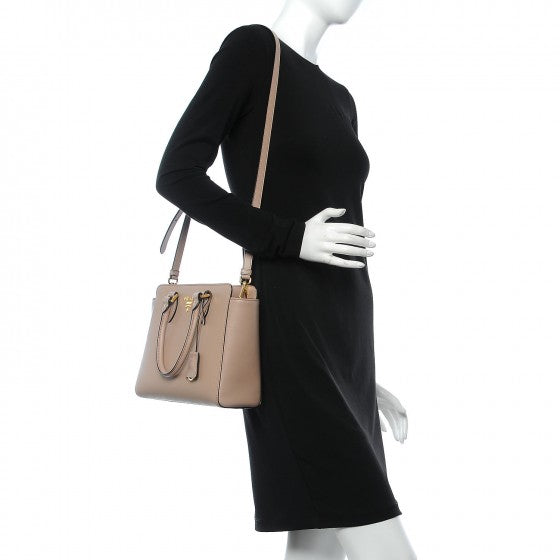 Prada Saffiano Soft Calfskin Small Zippered Tote Cipria 2 of 8