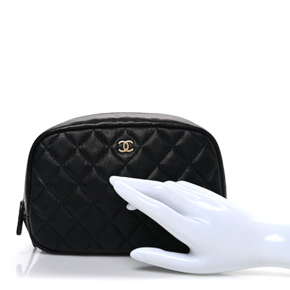 Chanel Caviar Quilted Medium Curvy Pouch Cosmetic Case Black 2 of 8