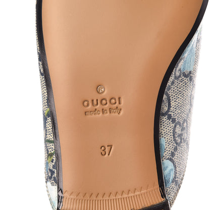 Gucci GG Supreme Monogram Blooms Womens Princetown Slippers 37 Beige Blue Navy Hibiscus Red 6 of 11