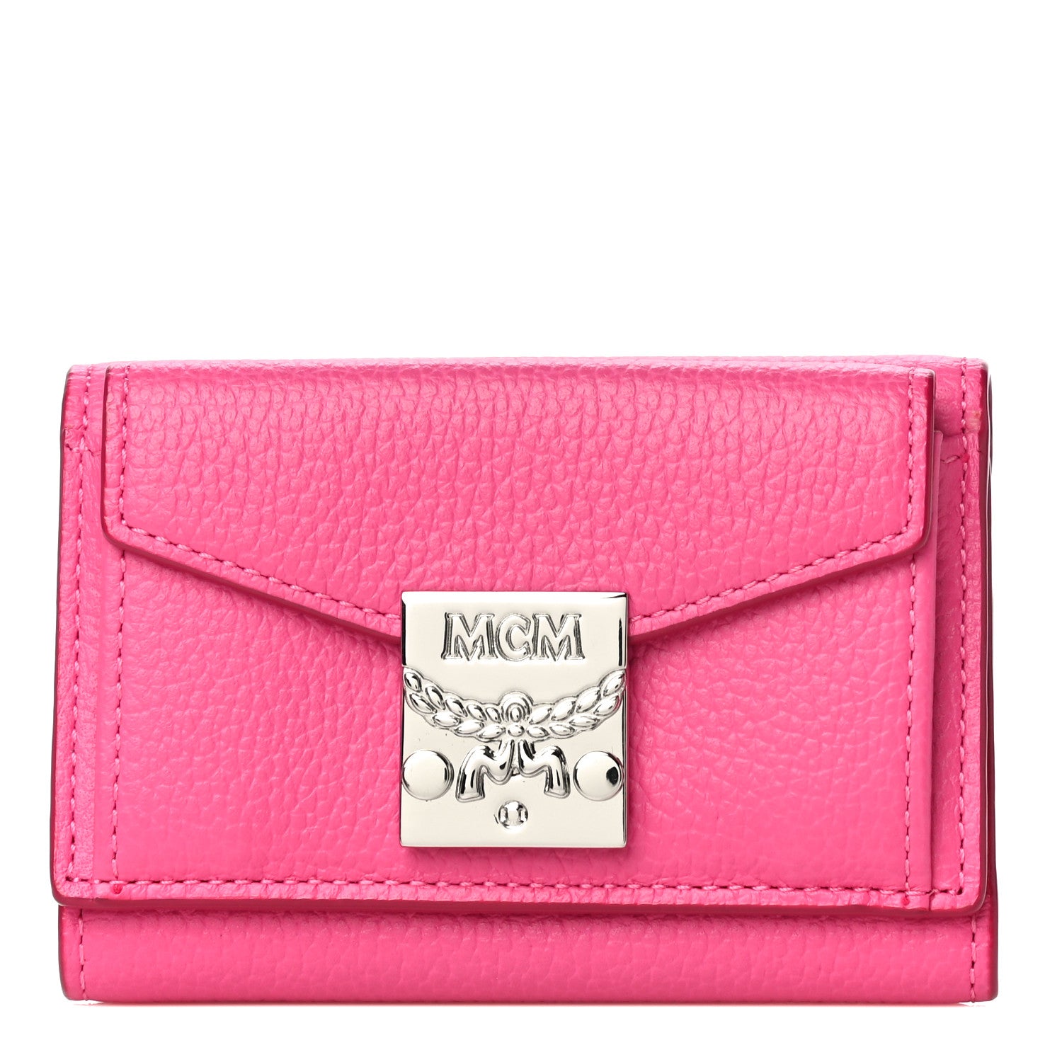 MCM Calfskin Tri-Fold Flap Wallet Pink 1 of 11
