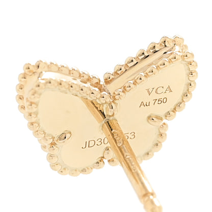 Van Cleef & Arpels 18K Yellow Gold Mother of Pearl Sweet Alhambra Butterfly Earrings 4 of 5