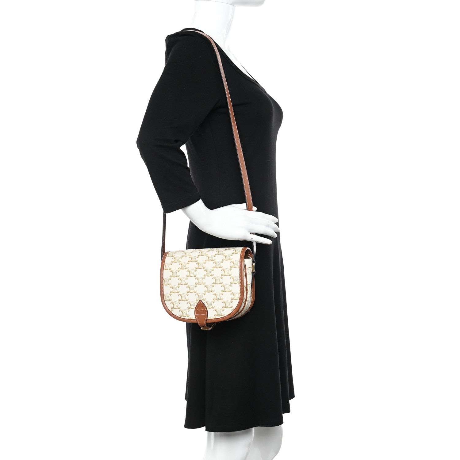 Celine Triomphe Canvas Medium Folco Bag White 2 of 9