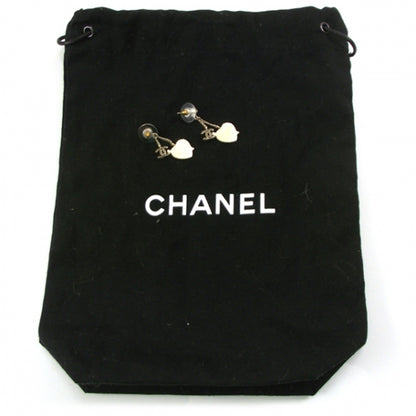 Chanel Metal Enamel Crystal CC Heart Earrings Gold Red 2 of 5