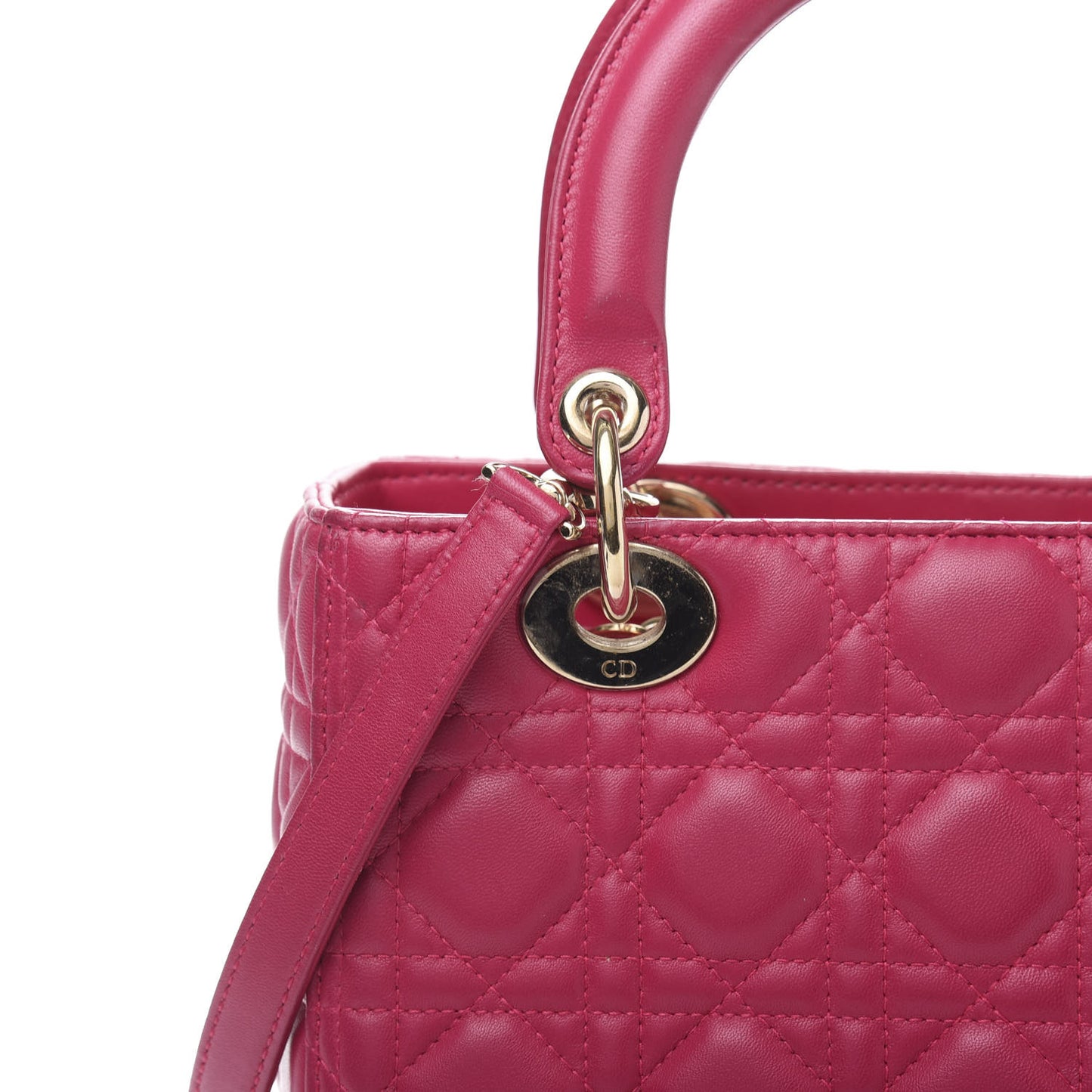Lambskin Cannage Medium Lady Dior Fuchsia