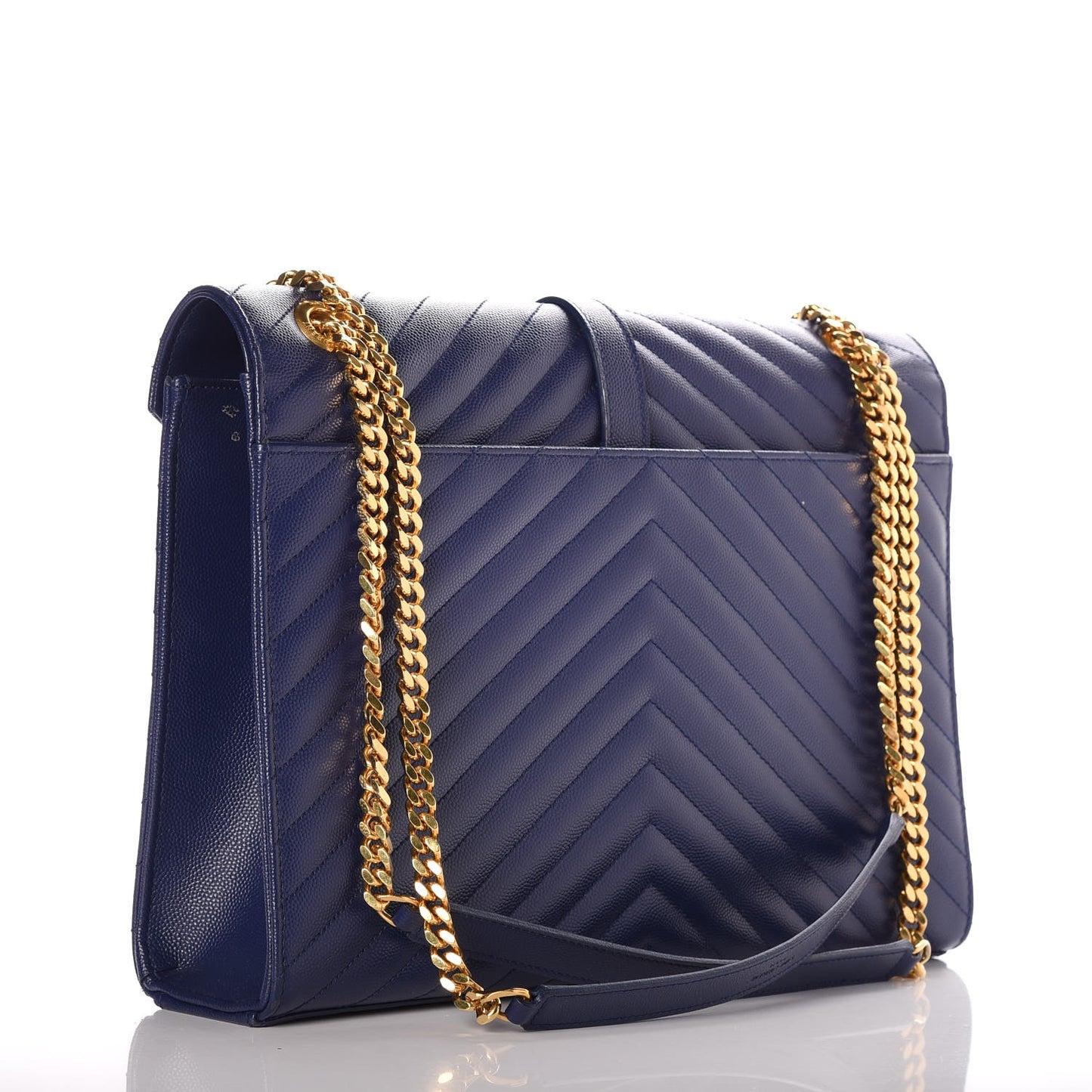 Grain De Poudre Matelasse Chevron Large Monogram Satchel Blue