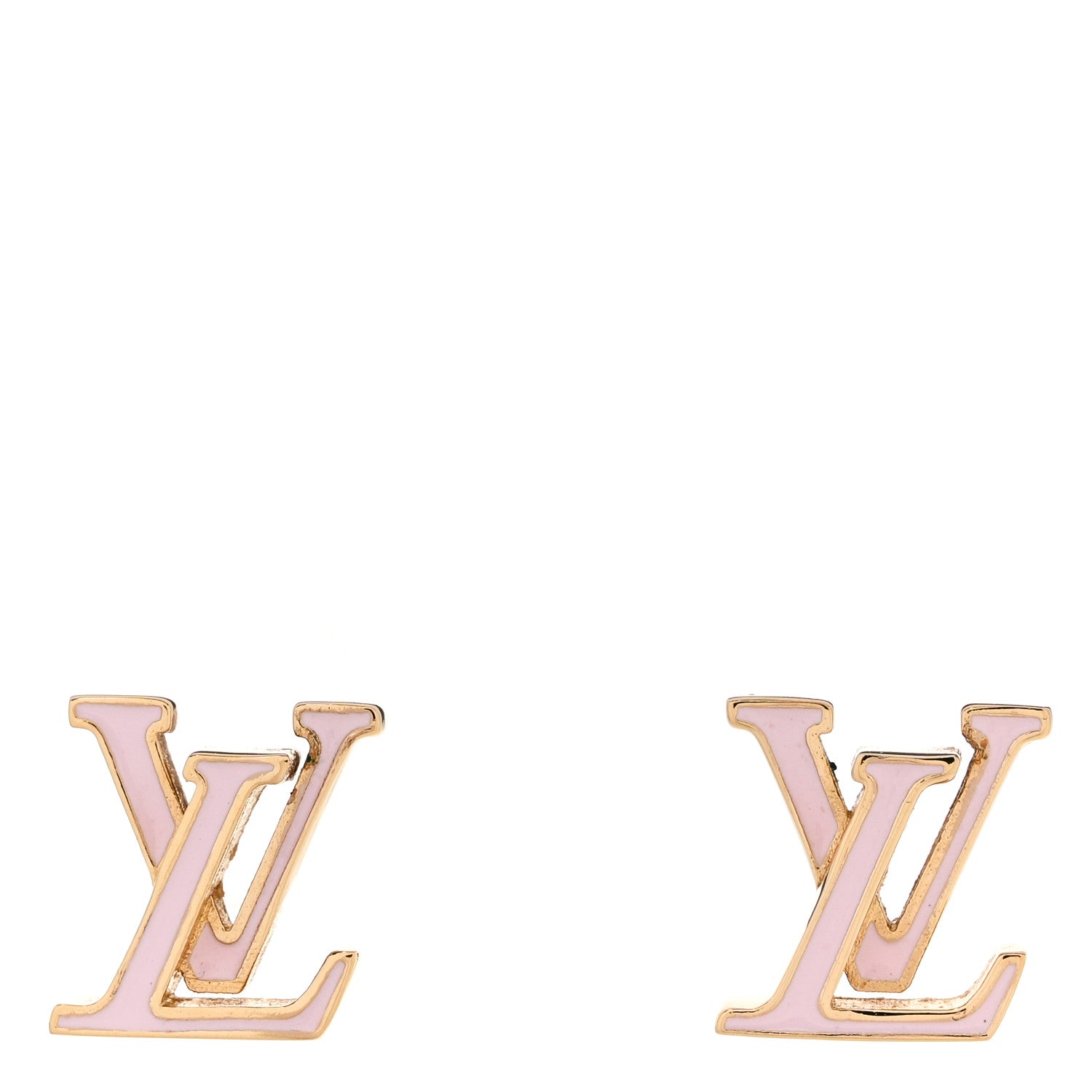 Louis Vuitton Metal Enamel LV Iconic Earrings Gold Pink 1 of 5