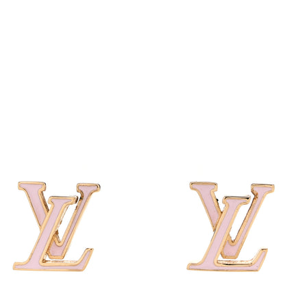 Louis Vuitton Metal Enamel LV Iconic Earrings Gold Pink 1 of 5