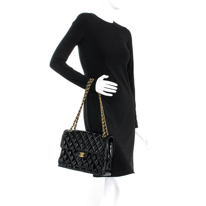 Chanel Patent Quilted Jumbo Double Sided Flap Black 2 of 10