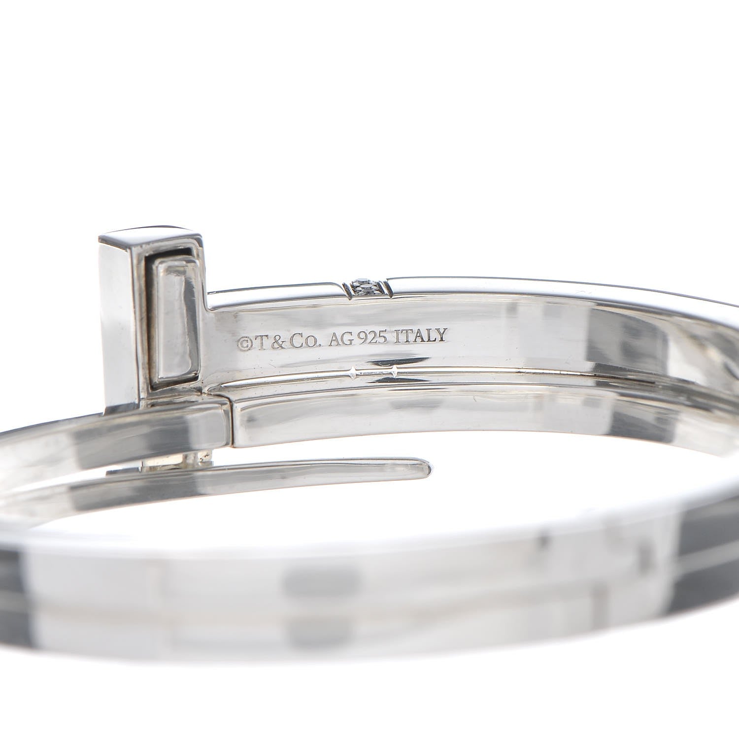 Tiffany Sterling Silver Diamond T Square Wrap Bracelet 4 of 5