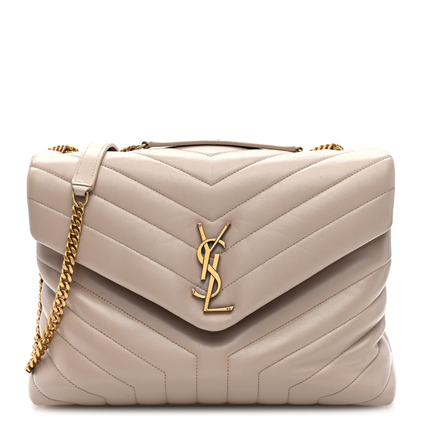 Calfskin Y Quilted Monogram Medium Loulou Chain Satchel Light Natural