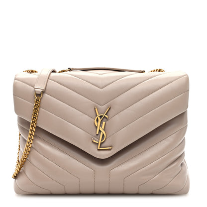 Saint Laurent Calfskin Y Quilted Monogram Medium Loulou Chain Satchel Light Natural 1 of 9