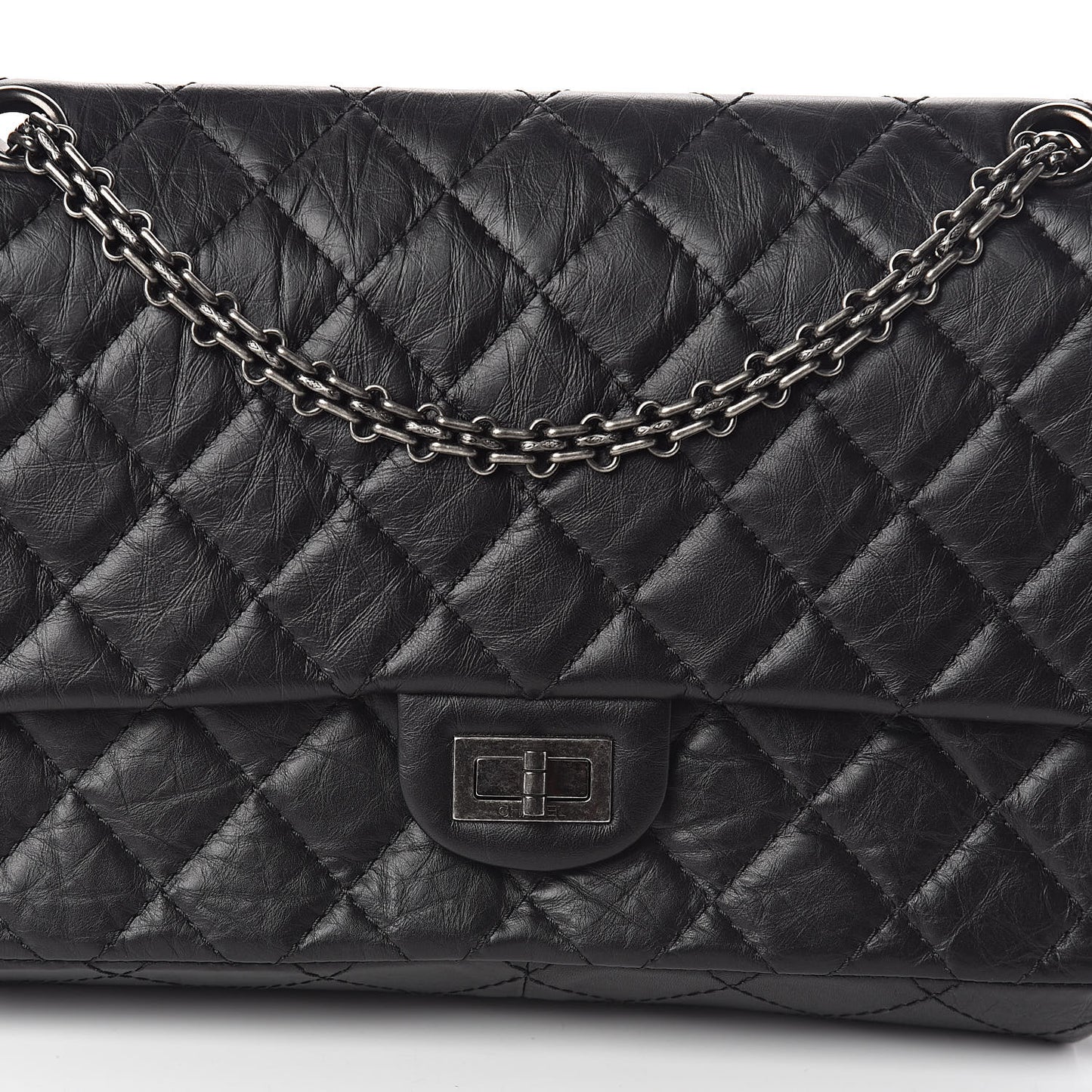 Aged Calfskin Quilted 2.55 Reissue 226 Flap Black