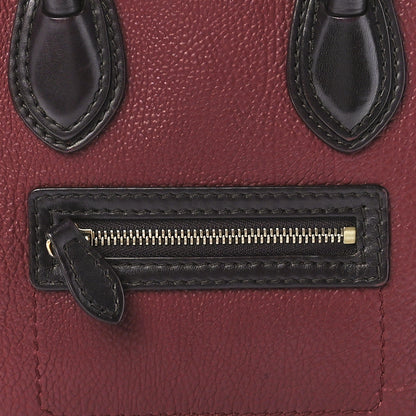 Celine Calfskin Suede Nano Tri-Color Luggage Burgundy 8 of 11