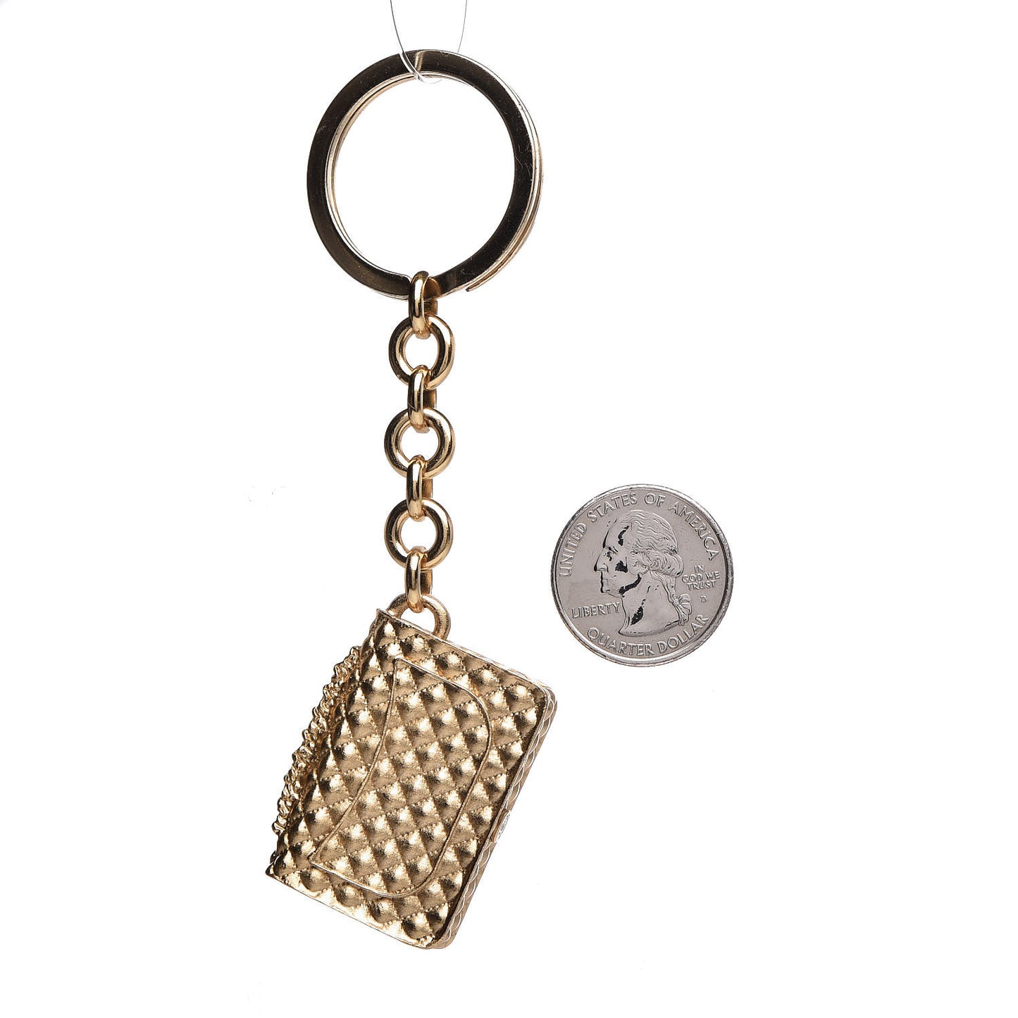 Quilted Flap Keychain Gold