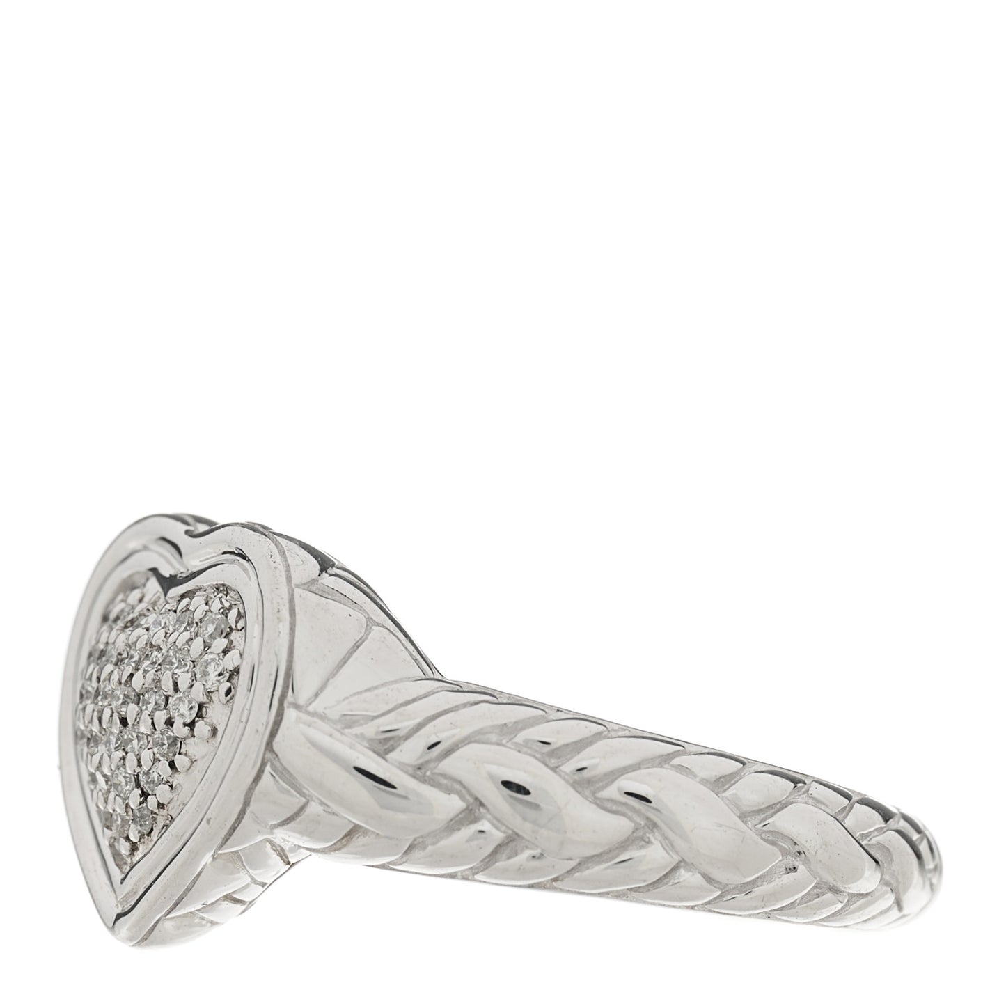 Sterling Silver Diamond Kepang Pave Heart Ring 55 7.25