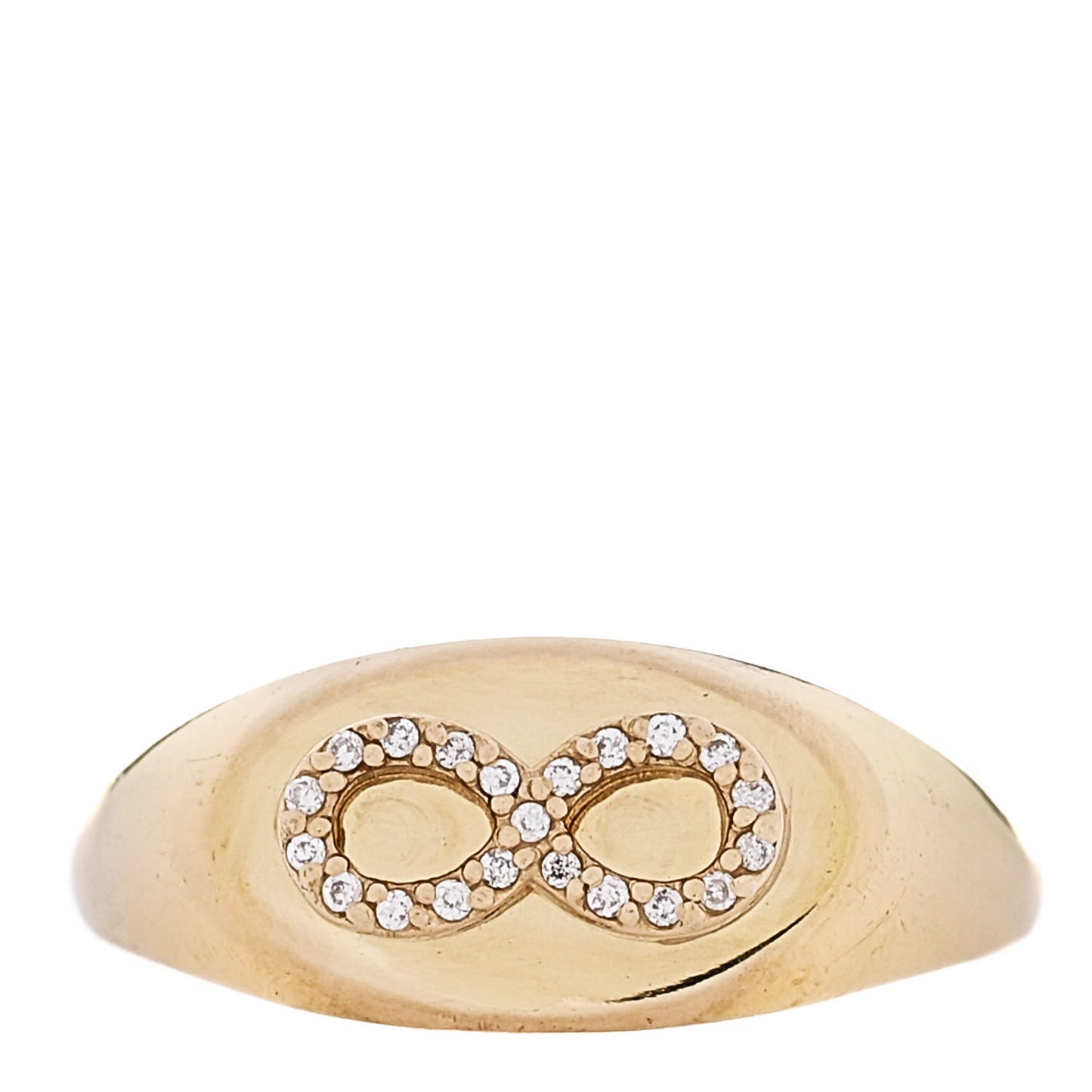 18K Yellow Gold Diamond Infinity Signet Ring 51 5.75
