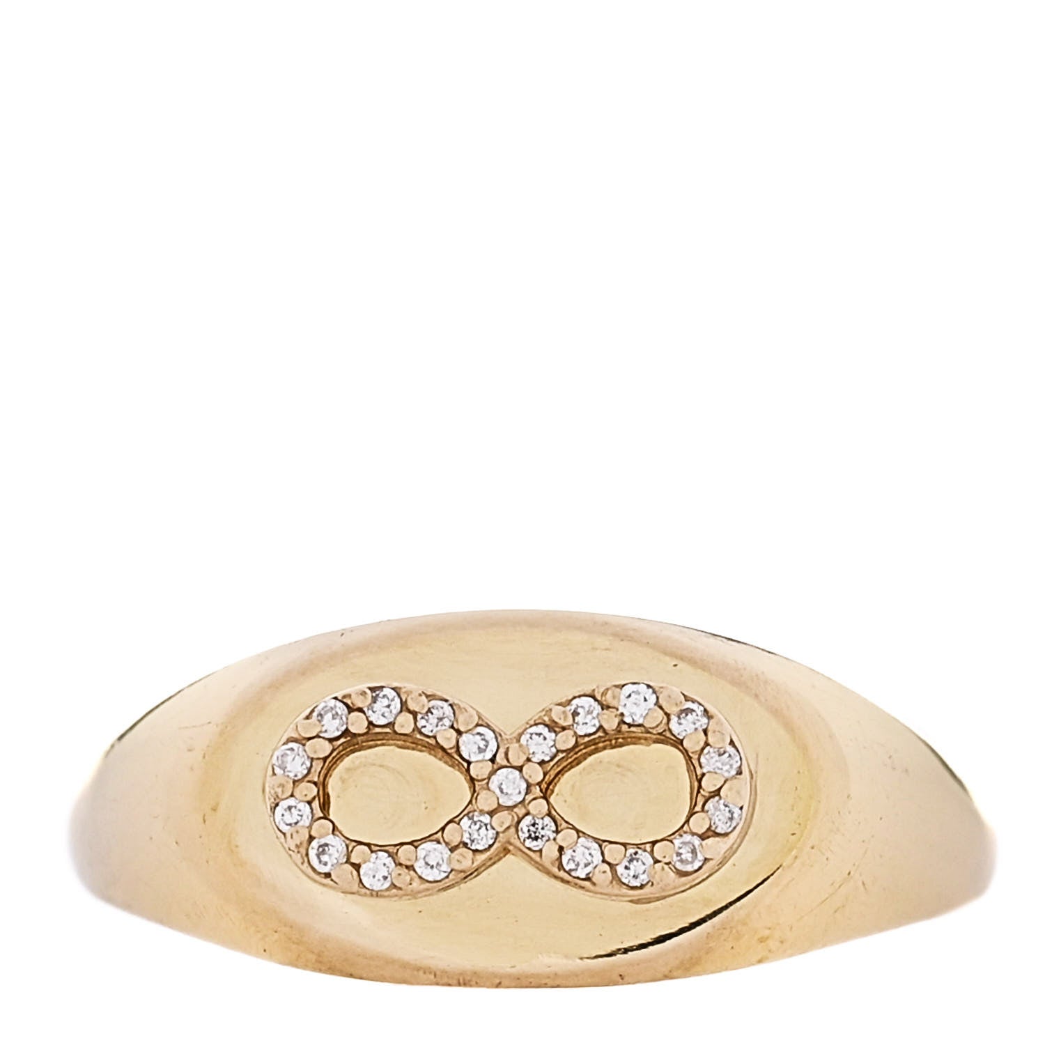 Foundrae 18K Yellow Gold Diamond Infinity Signet Ring 51 5.75 1 of 5